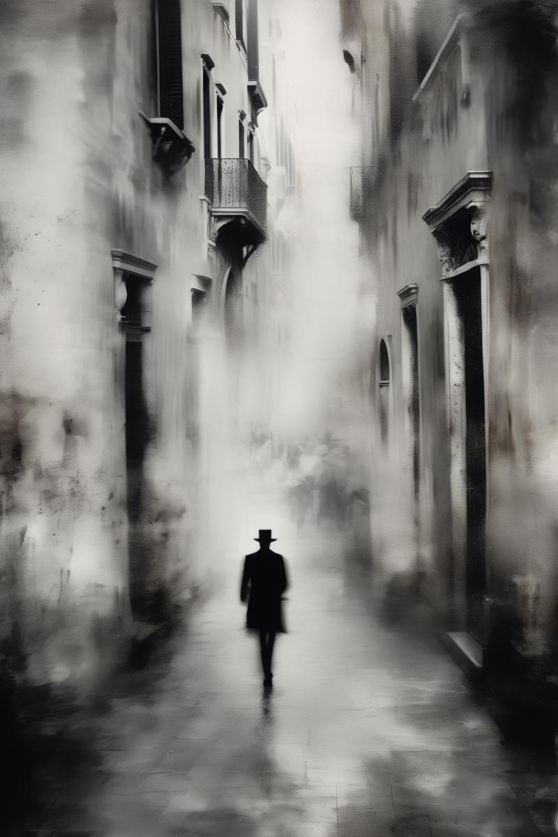 00398-1775333130-_lora_Ando Fuchs Style_1_Ando Fuchs Style - a person is walking down the street in black and white, in the style of gabriele vie.png